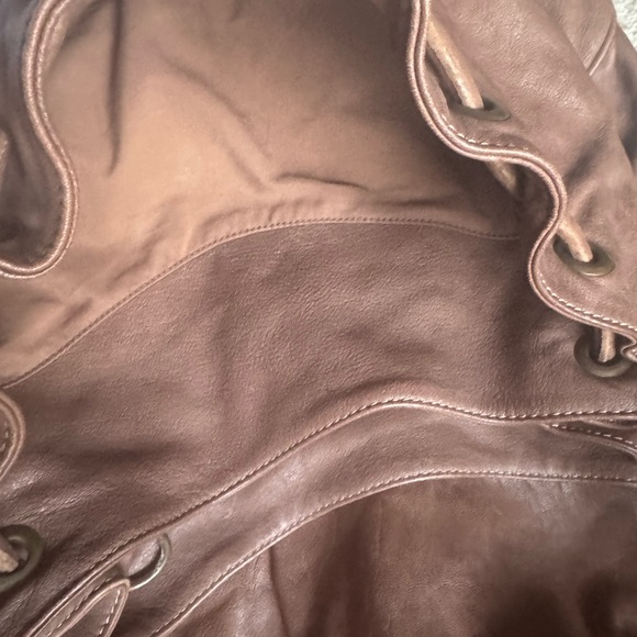 Gerard Darel French brown leather besace bandoulière saddle crossbody handbag - Picture 4 of 5